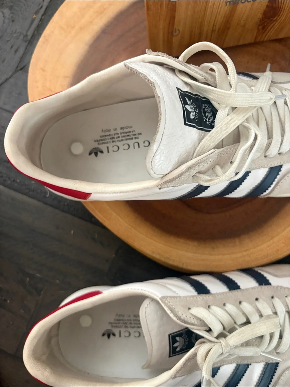Men's Cream Sneakers with Navy Stripes - Athletic Casual Style